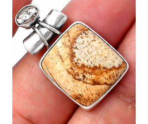 Picture Jasper and Herkimer Diamond Pendant SDP142812 P-1159, 15x17 mm