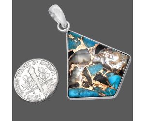 Shell In Black Blue Turquoise Pendant SDP143648 P-1001, 17x32 mm