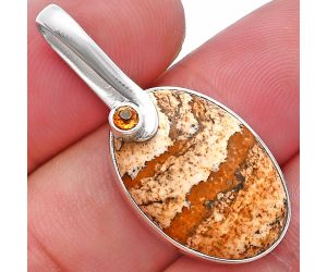 Picture Jasper and Citrine Pendant SDP144127 P-1251, 15x22 mm