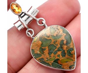 Bamboo Jasper and Citrine Pendant SDP144472 P-1276, 19x23 mm