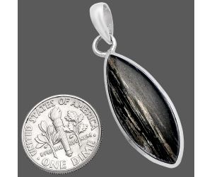 Silver Leaf Obsidian Pendant SDP144597 P-1002, 11x28 mm