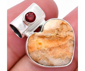Valentine Gift Heart - Coral Jasper and Garnet Pendant SDP145190 P-1300, 17x18 mm