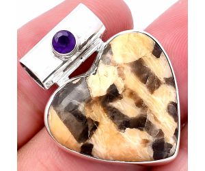 Valentine Gift Heart - Cobra Jasper and Amethyst Pendant SDP145357 P-1300, 23x24 mm