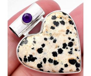 Valentine Gift Heart - Dalmatian and Amethyst Pendant SDP145360 P-1300, 27x28 mm