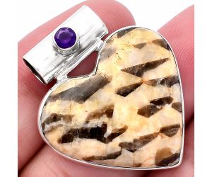 Valentine Gift Heart - Cobra Jasper and Amethyst Pendant SDP145382 P-1300, 26x28 mm