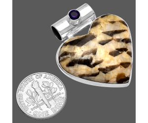 Valentine Gift Heart - Cobra Jasper and Amethyst Pendant SDP145382 P-1300, 26x28 mm