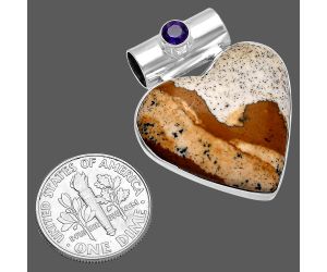 Valentine Gift Heart - Picture Jasper and Amethyst Pendant SDP145383 P-1300, 24x25 mm