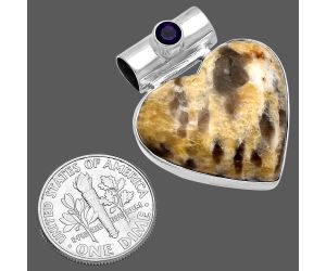 Valentine Gift Heart - Cobra Jasper and Amethyst Pendant SDP145386 P-1300, 23x25 mm