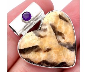 Valentine Gift Heart - Cobra Jasper and Amethyst Pendant SDP145403 P-1300, 24x26 mm