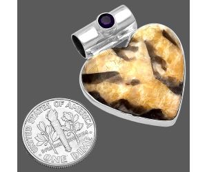 Valentine Gift Heart - Cobra Jasper and Amethyst Pendant SDP145403 P-1300, 24x26 mm