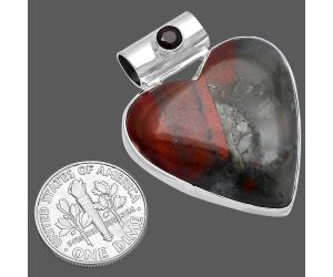 Valentine Gift Heart - Australian Blood Stone and Garnet Pendant SDP145409 P-1300, 28x28 mm