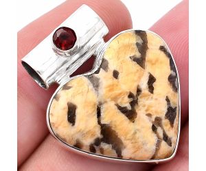 Valentine Gift Heart - Cobra Jasper and Garnet Pendant SDP145413 P-1300, 22x25 mm