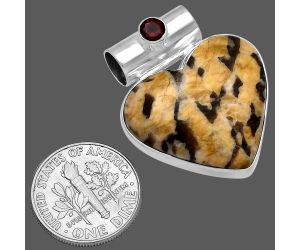 Valentine Gift Heart - Cobra Jasper and Garnet Pendant SDP145413 P-1300, 22x25 mm