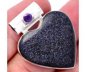 Valentine Gift Heart - Sunstone In Iolite and Amethyst Pendant SDP145441 P-1300, 26x26 mm