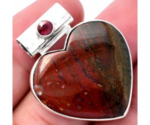 Valentine Gift Heart - Blood Stone and Garnet Pendant SDP145447 P-1300, 26x27 mm