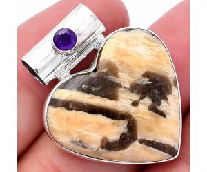 Valentine Gift Heart - Cobra Jasper and Amethyst Pendant SDP145454 P-1300, 24x26 mm