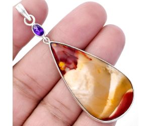 Red Mookaite and Amethyst Pendant SDP145609 P-1098, 22x44 mm