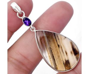 Montana Agate and Amethyst Pendant SDP145627 P-1098, 20x32 mm