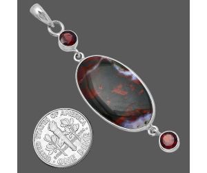 Blood Stone and Garnet Pendant SDP145676 P-1123, 15x27 mm
