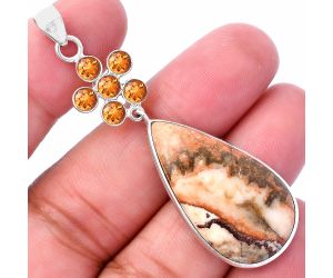 Rosetta Picture Jasper and Citrine Pendant SDP145742 P-1122, 18x31 mm