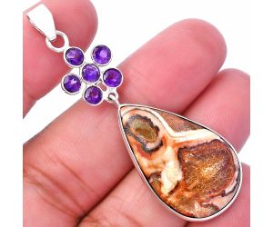 Rosetta Picture Jasper and Amethyst Pendant SDP145743 P-1122, 19x30 mm