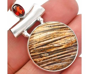 Stick Agate and Garnet Pendant SDP147184 P-1279, 23x23 mm