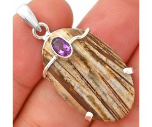 Stick Agate and Amethyst Pendant SDP148440 P-1386, 18x28 mm