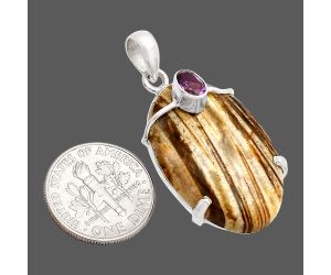 Stick Agate and Amethyst Pendant SDP148440 P-1386, 18x28 mm