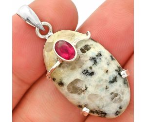 Sesame Jasper and Ruby Pendant SDP148464 P-1386, 16x27 mm