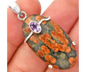 Peanut Obsidian and Amethyst Pendant SDP148471 P-1386, 18x32 mm