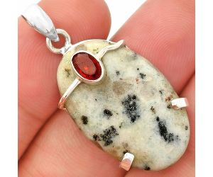 Sesame Jasper and Garnet Pendant SDP148474 P-1386, 18x27 mm