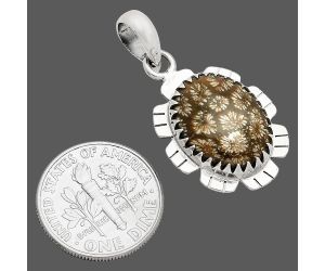 Flower Fossil Coral Pendant SDP148553 P-1347, 12x16 mm