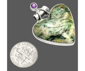 Heart - Green Mariposite and Amethyst Pendant SDP149764 P-1159, 27x28 mm