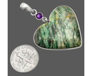 Heart - Green Mariposite and Amethyst Pendant SDP150160 P-1098, 29x30 mm