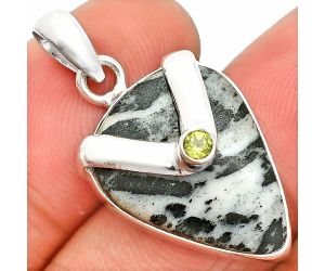 White Buffalo Turquoise and Peridot Pendant SDP150774 P-1735, 16x21 mm