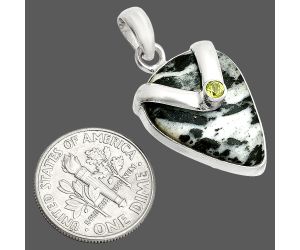 White Buffalo Turquoise and Peridot Pendant SDP150774 P-1735, 16x21 mm