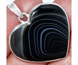 Heart - Black Botswana Agate Pendant SDP151979 P-1043, 28x30 mm
