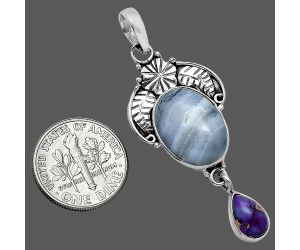 Blue Lace Agate and Copper Purple Turquoise Pendant SDP152002 P-1413, 12x16 mm