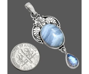 Blue Lace Agate and Rainbow Moonstone Pendant SDP152021 P-1413, 12x16 mm