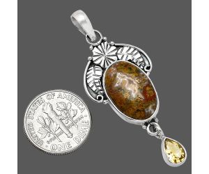Rare Cady Mountain Agate and Citrine Pendant SDP152025 P-1413, 12x18 mm