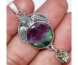 Ruby Zoisite and Peruvian Golden Pyrite Pendant SDP152027 P-1413, 16x16 mm