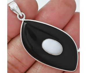 Black Onyx and White Opal Pendant SDP152206 P-1323, 20x29 mm