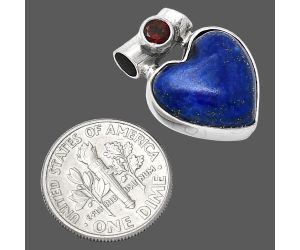 Heart - Lapis Lazuli and Garnet Pendant SDP152221 P-1300, 15x15 mm