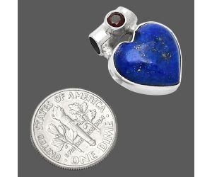 Heart - Lapis Lazuli and Garnet Pendant SDP152222 P-1300, 15x15 mm
