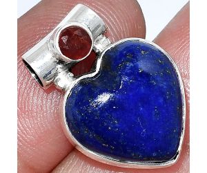 Heart - Lapis Lazuli and Garnet Pendant SDP152223 P-1300, 15x15 mm
