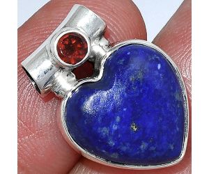 Heart - Lapis Lazuli and Garnet Pendant SDP152225 P-1300, 15x15 mm