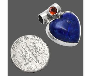 Heart - Lapis Lazuli and Garnet Pendant SDP152226 P-1300, 15x15 mm