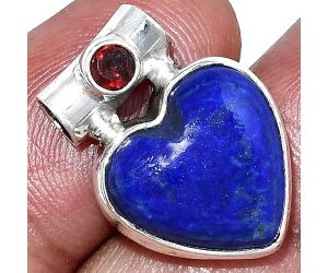 Heart - Lapis Lazuli and Garnet Pendant SDP152227 P-1300, 15x15 mm