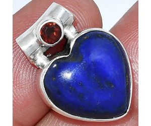Heart - Lapis Lazuli and Garnet Pendant SDP152230 P-1300, 15x15 mm