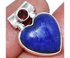 Heart - Lapis Lazuli and Garnet Pendant SDP152231 P-1300, 15x15 mm